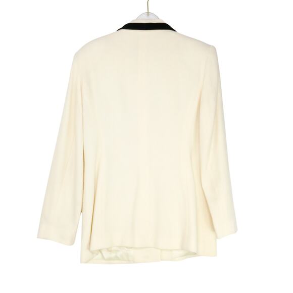 1980s Oleg Cassini Vintage Cream Blazer with Gold Buttons & Black Trim Medium 8 - Picture 3 of 8
